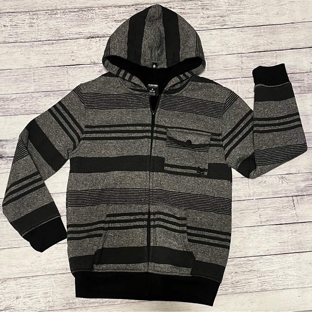 Striped Gray and Black Hoodie